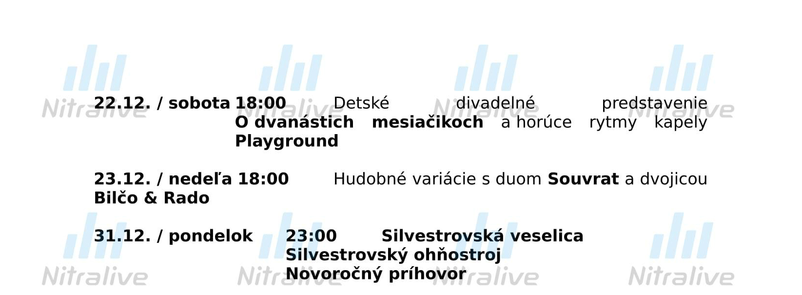 Program Vianočná Nitra 2018