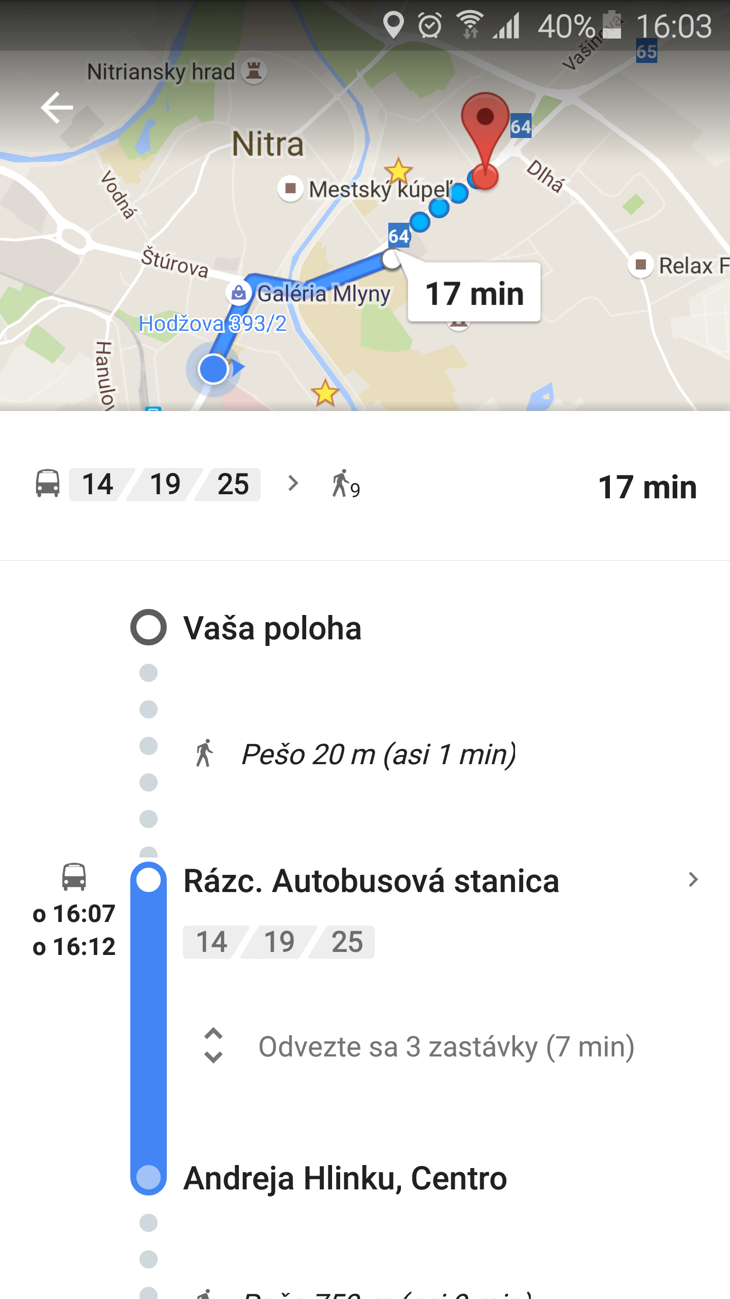 MHD Nitra v Google Maps