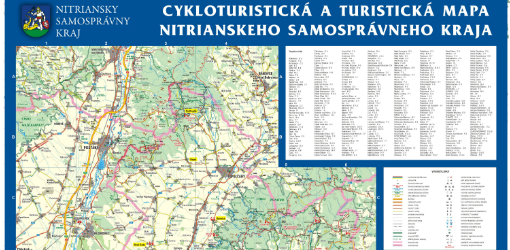 Cyklotrasy a turistické trasy v Nitrianskom samosprávnom kraji v podrobnej PDF mape