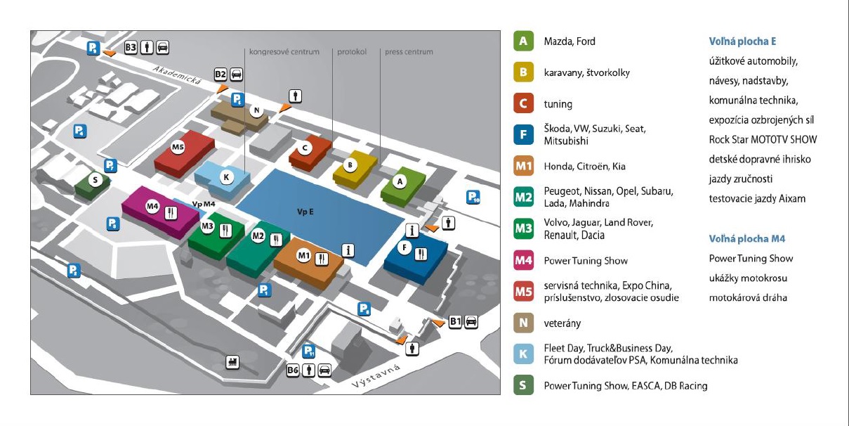 Autosalón Nitra 2015 - mapa areálu