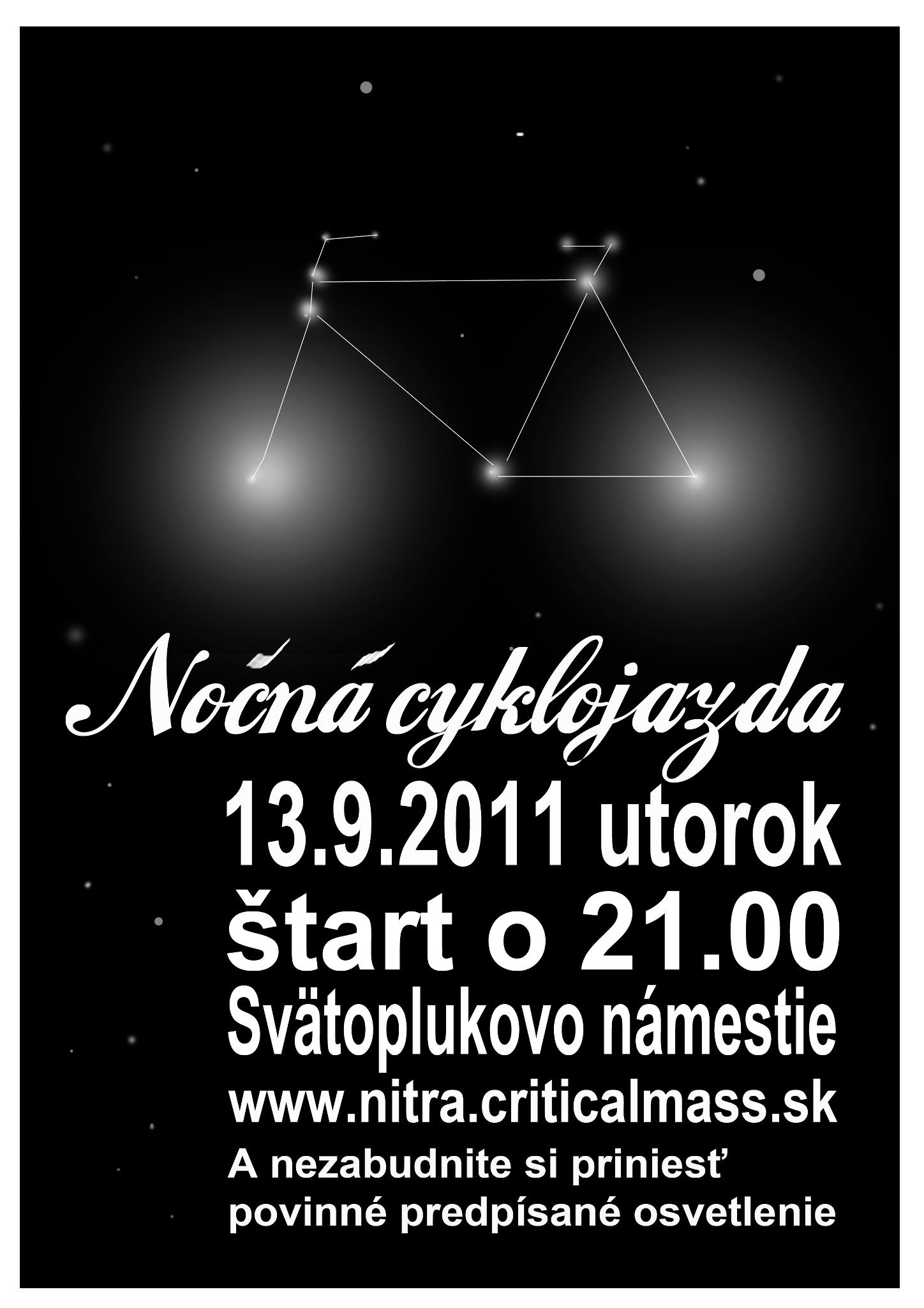 Nočná cyklojazda Nitrou, 13.9.2011 plagát