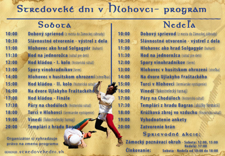 Stredoveké dni v Hlohovci, program