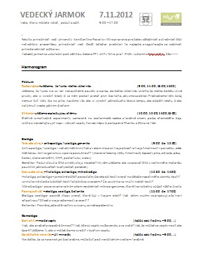 Vedecký jarmok UKF Nitra program