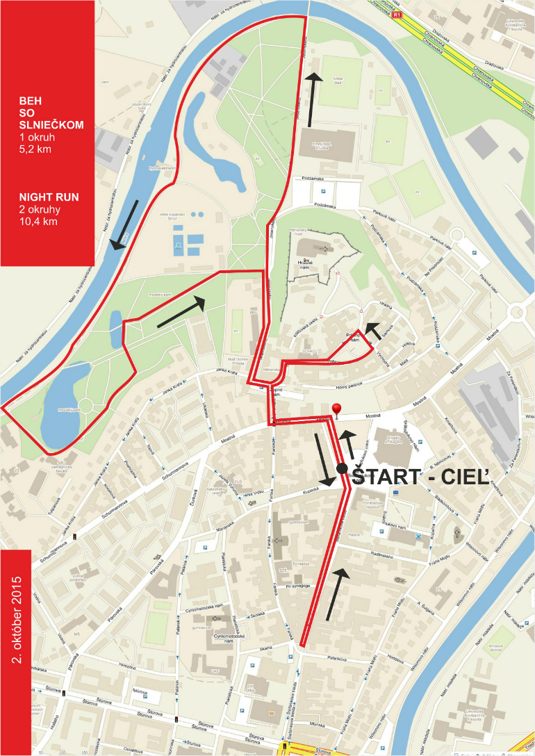 Night Run Nitra 2015 - trasa