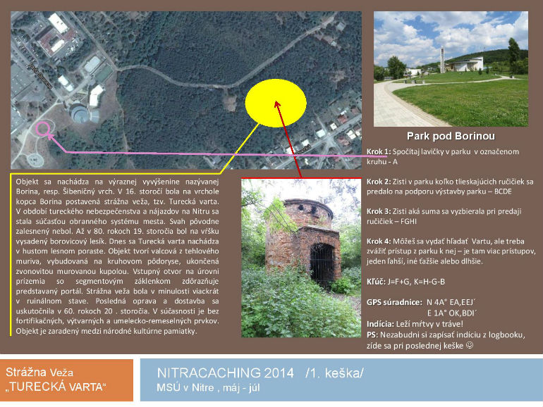 Nitracaching 2014, 1. keška