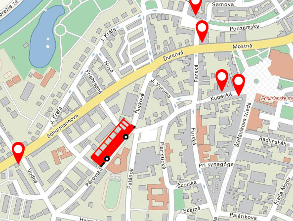 Noc hudby Nitra 2015 - mapa