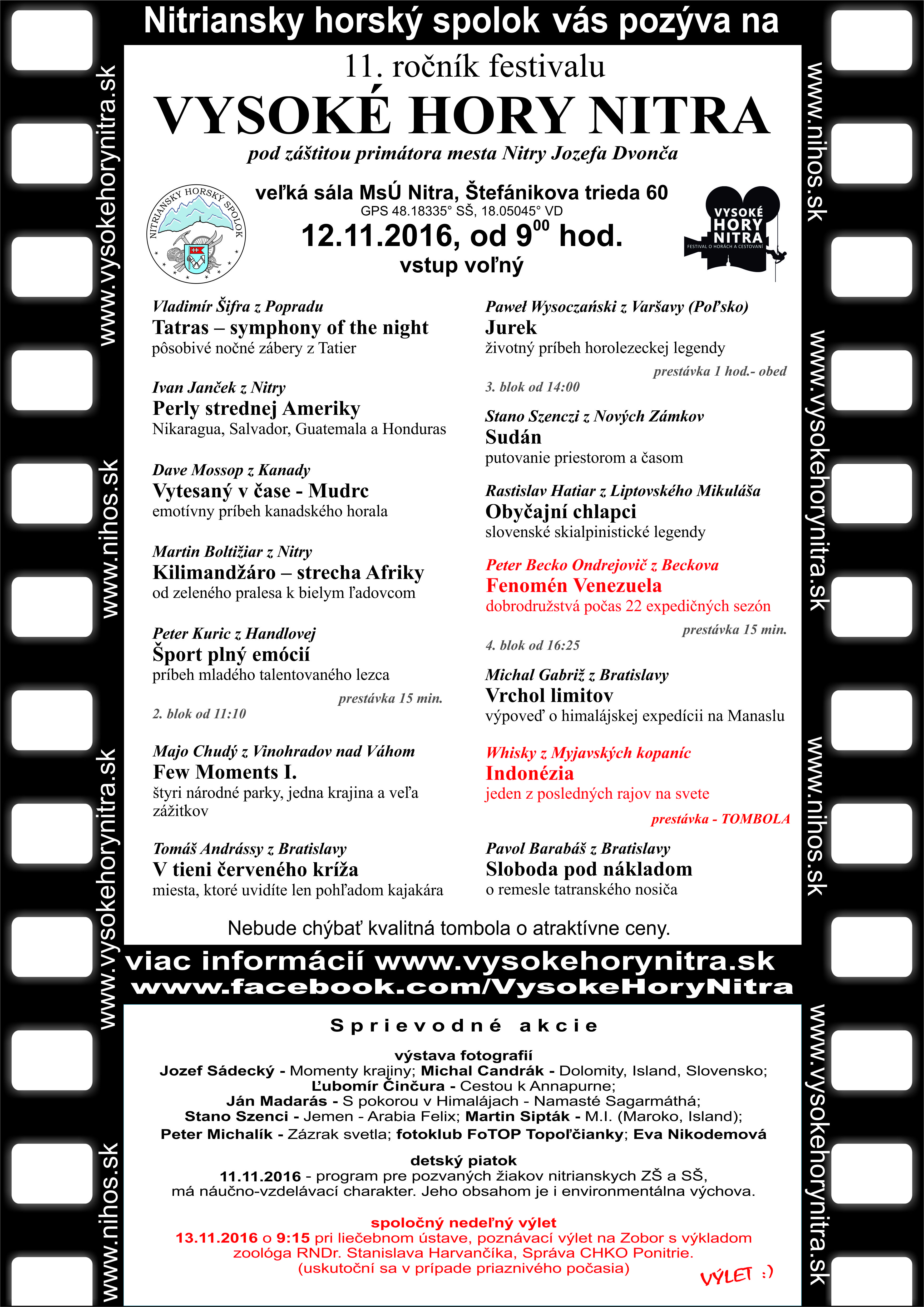 Vysoké hory Nitra 2016 - program