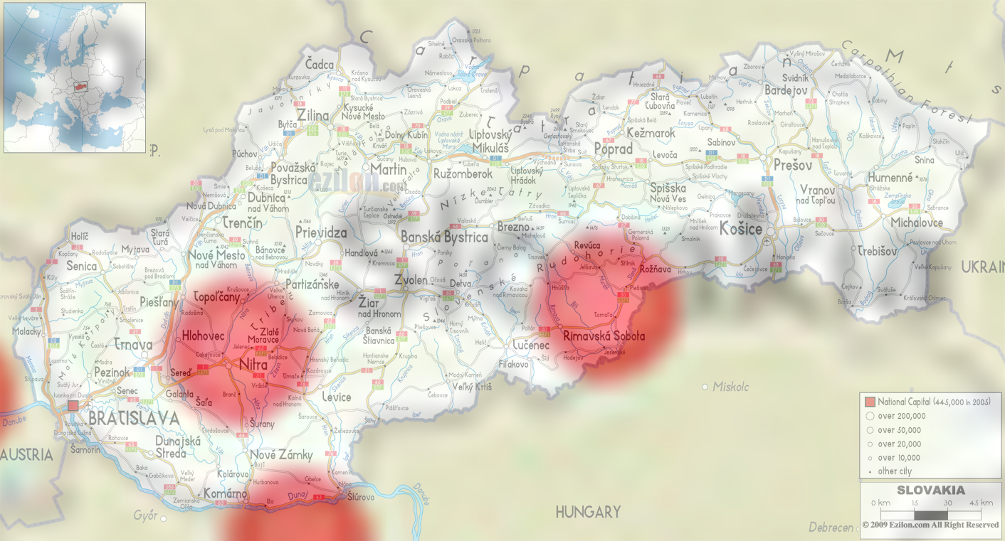 Mapa - Tesla nabíjacie stanice v SR