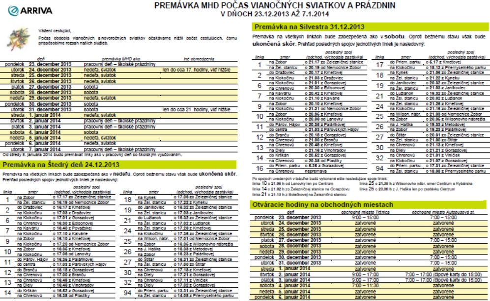 MHD Nitra Vianoce 2013 Nový rok
