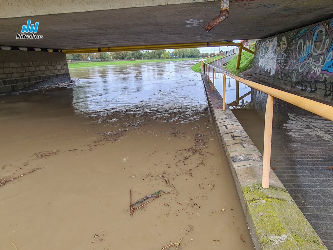 Foto + video: Zvýšená hladina rieky Nitra (15. október 2020)