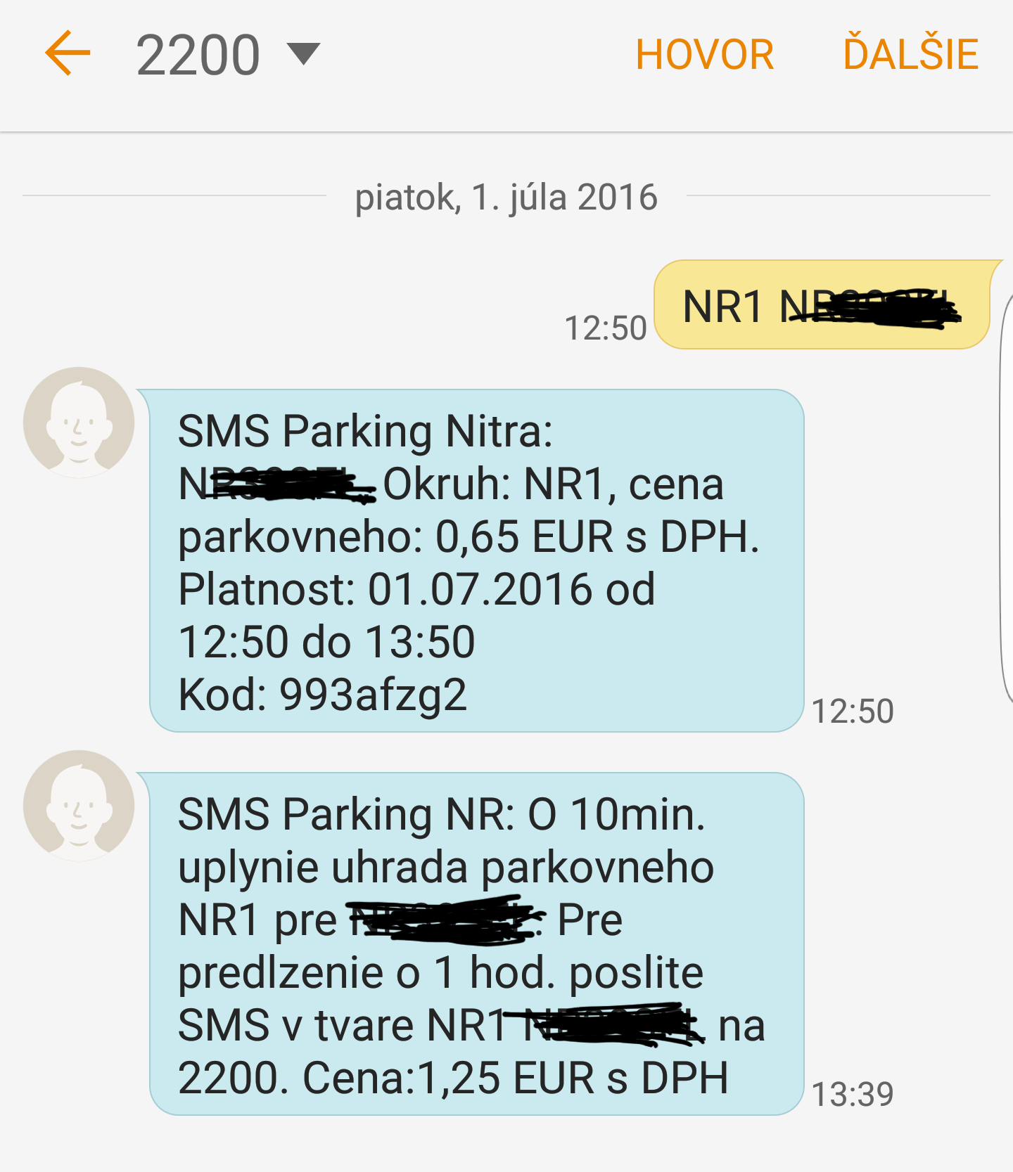 SMS parkovanie Nitra
