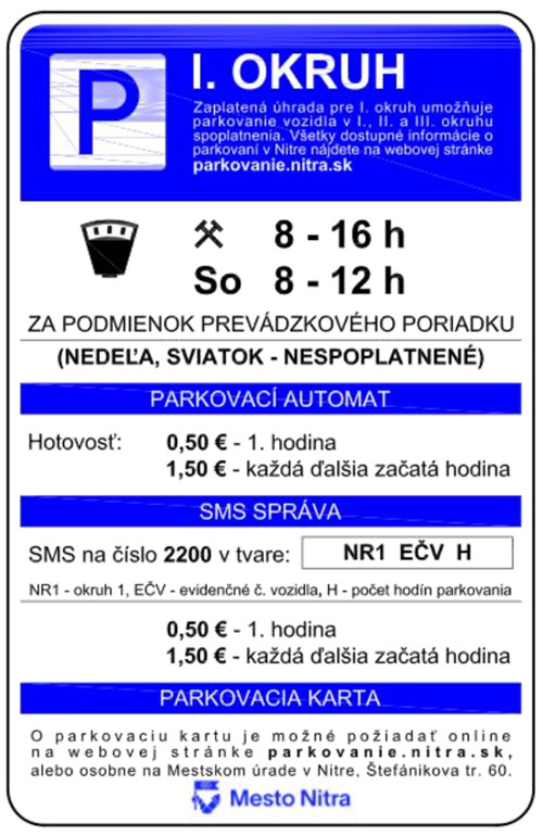 Parkovanie, info tabuľa Nitra