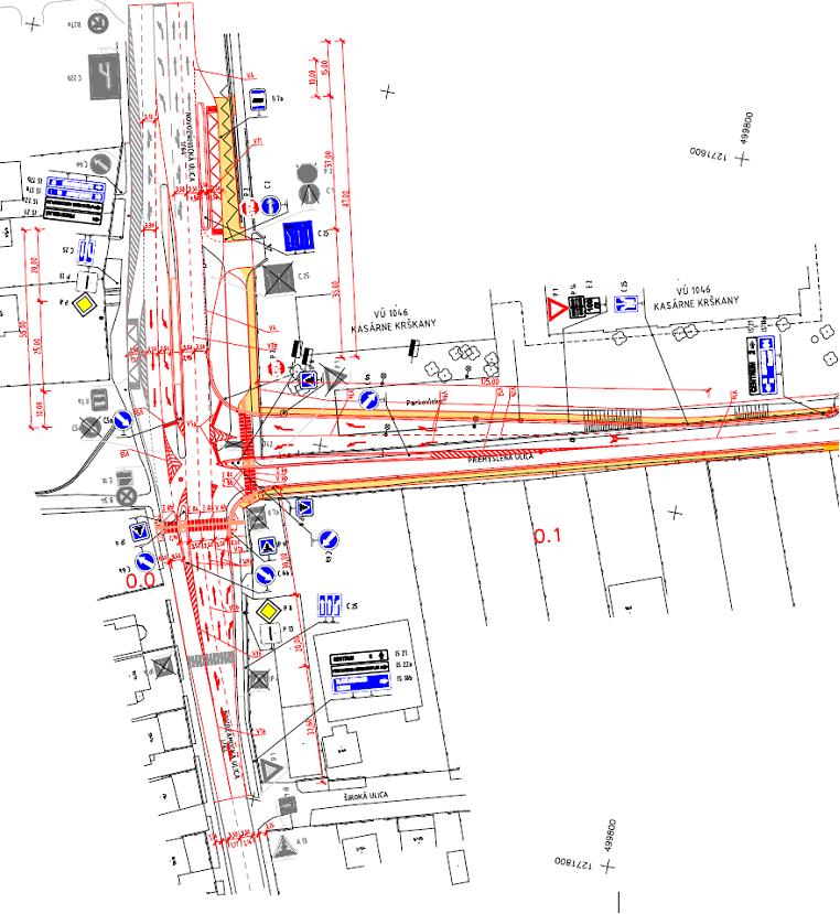 Križovatka Novozámocká - Priemyselná: riešenie dopravy nákres