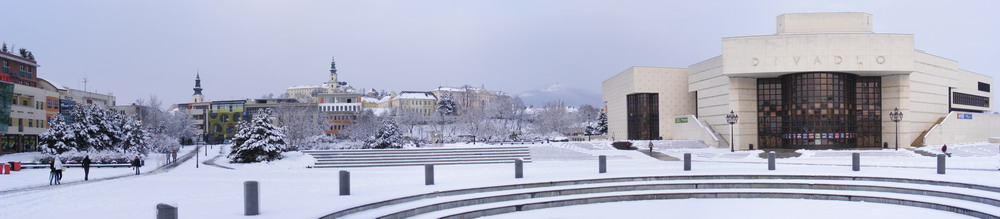 Svätoplukovo námestie v Nitre zimná panoráma