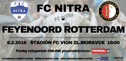 Najbližší zápas: 6.2.2018 o 16:00 hod. V Zlatých Moravciach (štadión v Nitre je v rekonštrukcii) vyzve FC Nitra holandský Feyenoord Rotterdam