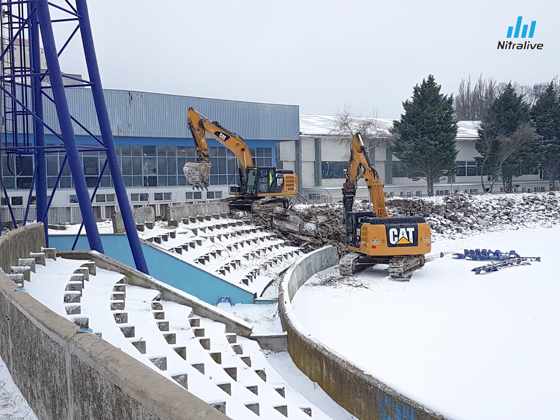 Práce na rekonštrukcii futbalového štadióna v Nitre