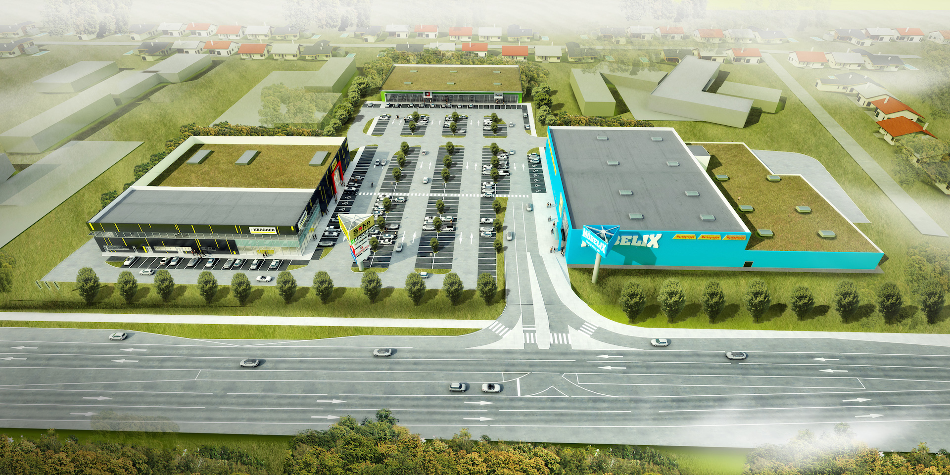 Vizualizácia Retail Park Mlynárce A + Mőbelix