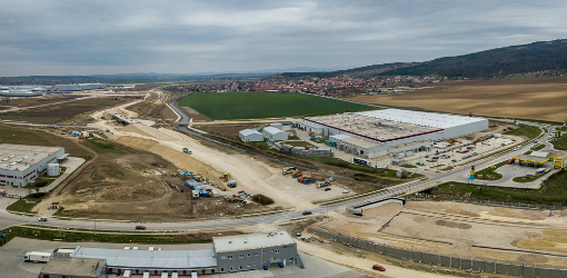 Pohľad na výstavbu "obchvatu Dražoviec", apríl 2018