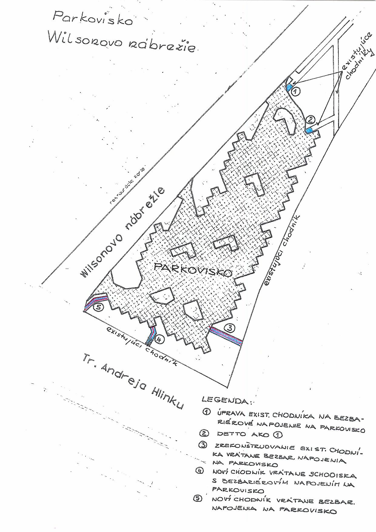 Parkovisko Wilsonovo nábrežie Nitra, výkres