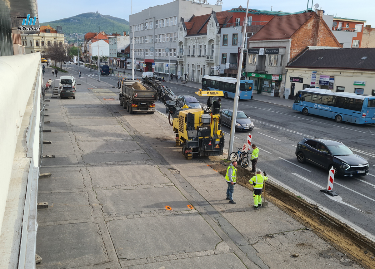 Začali práce na I. etape predĺženia pešej zóny v Nitre (úsek OD Prior - Orbis)